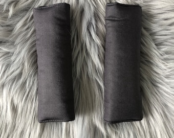 Charcoal Grey Padded Shoulder Strap Covers: Cotton Pram Harness