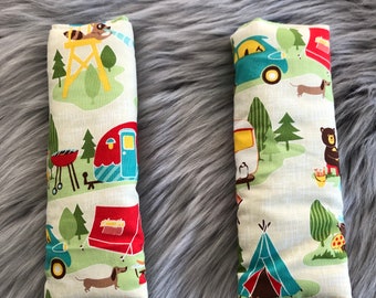 Camping Animals Pram Harness Strap Covers: Padded Cotton, Unisex Baby
