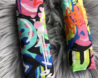 Padded Shoulder Harness Strap Covers for baby/Toddler/Kids Pram or Car- Universal Fit -Graffiti Art