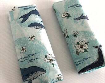 Whale Print Padded Shoulder Strap Covers: Baby Pram Harness