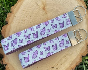 Purple Butterfly Wristlet Keychain, Wristlet Key Fob Butterfly, Cute Keychain Monarch, Key Fob Butterfly for Her, Key Fob Monarch Butterfly