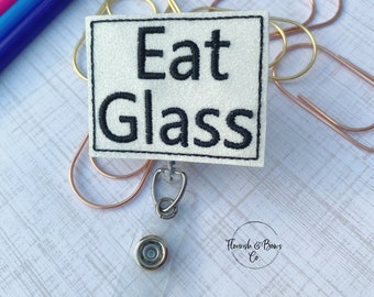 Funny Badge Reel Glitter, Cute Badge Reel Nurse, Nurse Badge Reel, Badge Reel Funny, Medical ID Holder, Badge Reel Snarky, Eat Glass Reel