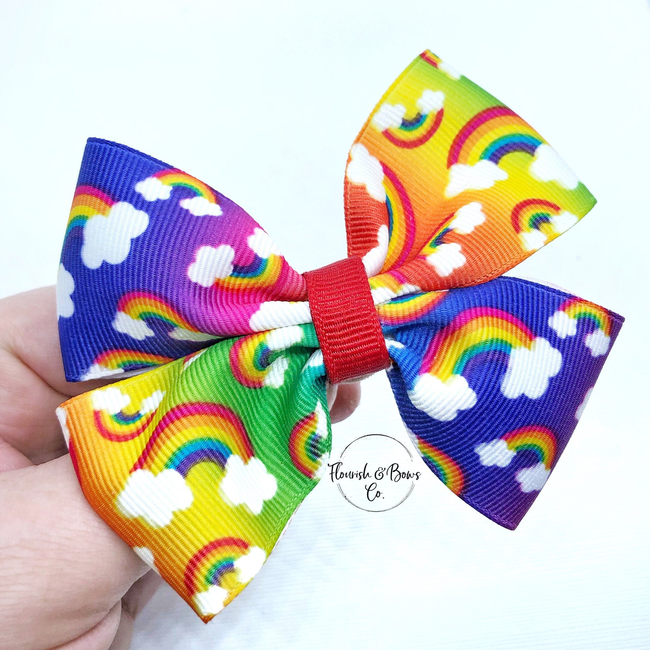 Rainbow Ribbon Hair Clip Rainbow Baby Hair Bow Rainbow Etsy