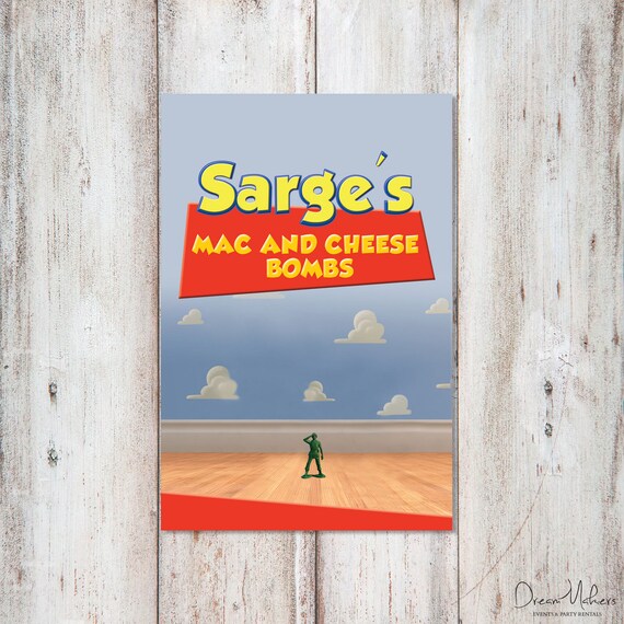 Toy Story Party Food Sign 4" X 6", Sarge Il_570xn
