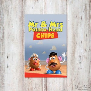 Toy Story Party Food Sign 4" x 6", Mr. & Mrs. Potato Head Digital – Customized