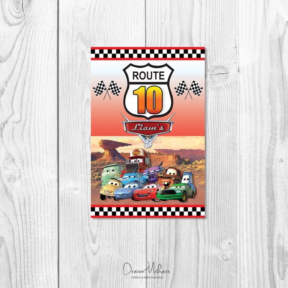 Cars Party Table Number 10 Sign 4" x 6" Digital – Customized Il_570xn