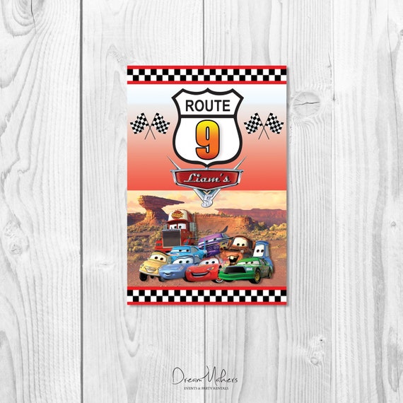 Cars Party Table Number 9 Sign 4" x 6" Digital – Customized Il_570xn