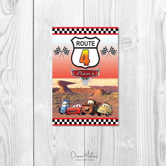 Cars Party Table Number 4 Sign 4" x 6" Digital – Customized Il_570xn