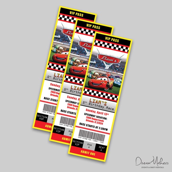 Cars Party Birthday Invitation 2.5" x 8.5" Digital – Customized Il_570xn