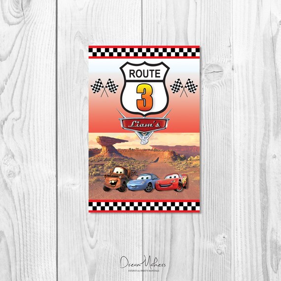 Cars Party Table Number 3 Sign 4" x 6" Digital – Customized Il_570xn