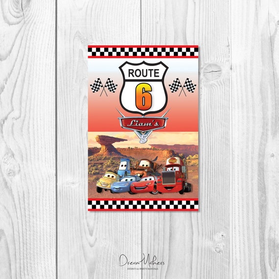Cars Party Table Number 6 Sign 4" x 6" Digital – Customized Il_570xn