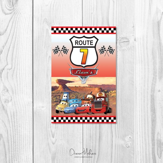Cars Party Table Number 7 Sign 4" x 6" Digital – Customized Il_570xn