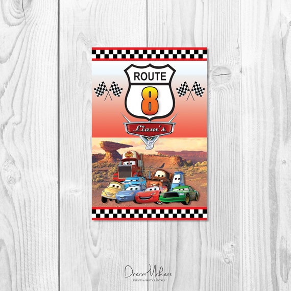 Cars Party Table Number 8 Sign 4" x 6" Digital – Customized Il_570xn