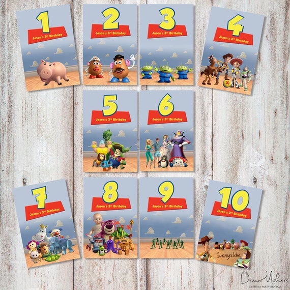 Toy Story Party Table Numbers Signs 4" x 6" (Numbers from 110) Digital