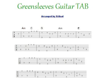 Greensleeves Guitar TAB