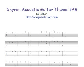 Tablature guitare acoustique Skyrim