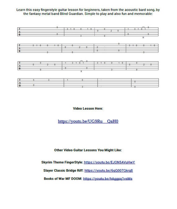 Easy Beginner Fingerstyle Guitar TAB 