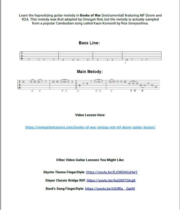 Books of War Guitar TAB - MF DOOM