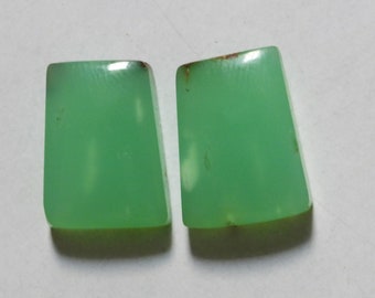 16.85 Cts Natural Chrysoprase (15.4mm X 11.4mm Each) Cabochon Match Pair