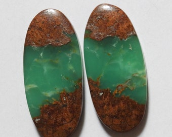 37.50 Cts Natural Bio Chrysoprase (33mm X 14.7mm Each) Cabochon Match Pair