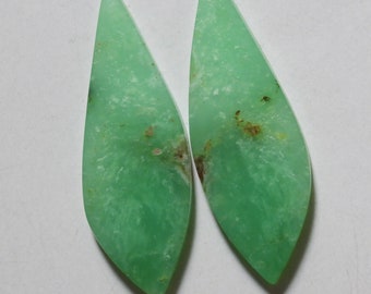 49.05 Cts Natural Chrysoprase (46.6mm X 16mm Each) Cabochon Match Pair