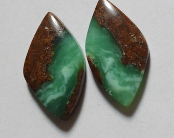 20.25 Cts Natural Bio Chrysoprase (24.4mm X 14mm Each) Cabochon Match Pair