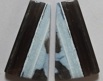 50.45 Cts Natural Blue Opal (33.3mm X 19mm each) Cabochon Match Pair