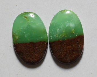 16.40 Cts Natural Bio Chrysoprase (19.6mm X 13mm Each) Cabochon Match Pair