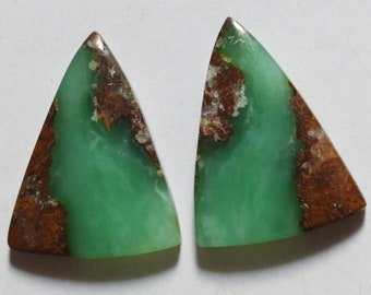 23.75 Cts Natural Bio Chrysoprase (24mm X 17.6mm Each) Cabochon Match Pair