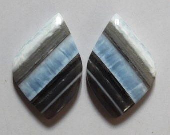 36.25 Cts Natural Blue Opal (28.7mm X 19.4mm each) Cabochon Match Pair