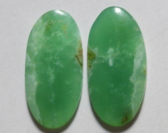 26.80 Cts Natural Chrysoprase (29mm X 14mm Each) Cabochon Match Pair