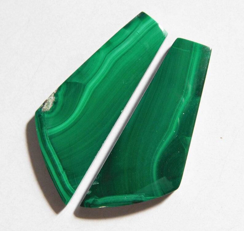 Cabochon Match Pair 37.7mm X 13.7mm each 50.20 Cts Natural Malachite