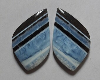 32.70 Cts Natural Blue Opal (30.5mm X 19mm each) Cabochon Match Pair