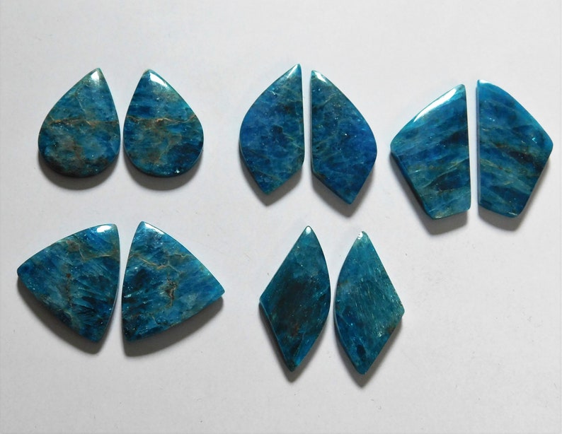 206.55 Cts Natural Apatite 5 Pair Lot Loose Cabochon Gemstone Match Pair 05