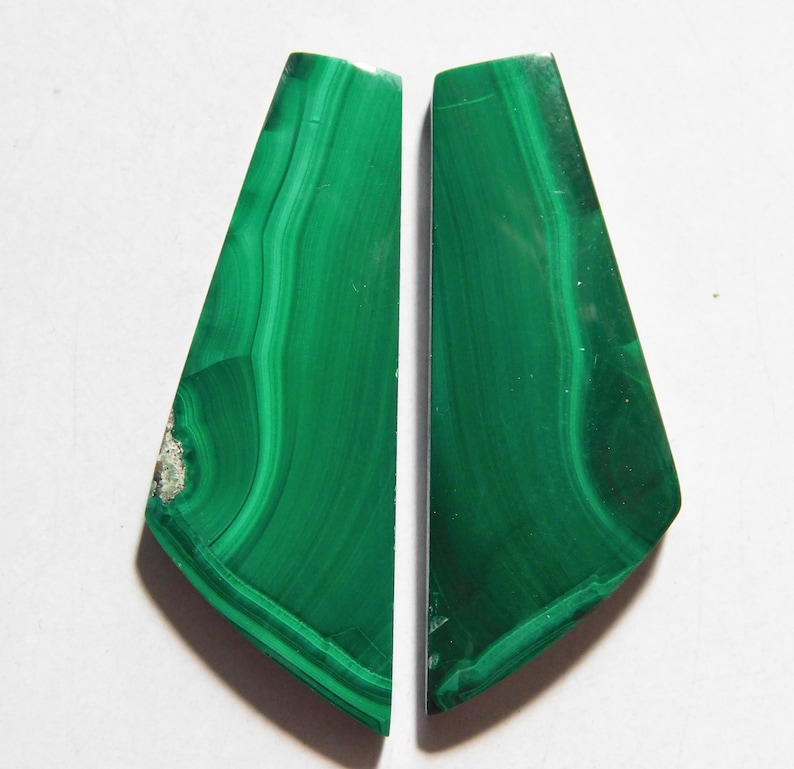 Cabochon Match Pair 37.7mm X 13.7mm each 50.20 Cts Natural Malachite