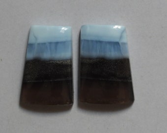 22.15 Cts Natural Blue Opal (20.5mm X 14mm each) Cabochon Match Pair