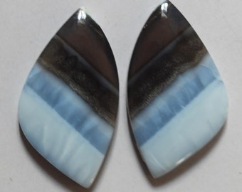 33.20 Cts Natural Blue Opal (31.6mm X 17.7mm each) Cabochon Match Pair