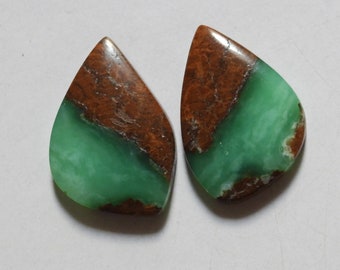 24.00 Cts Natural Bio Chrysoprase (24mm X 16.6mm Each) Cabochon Match Pair