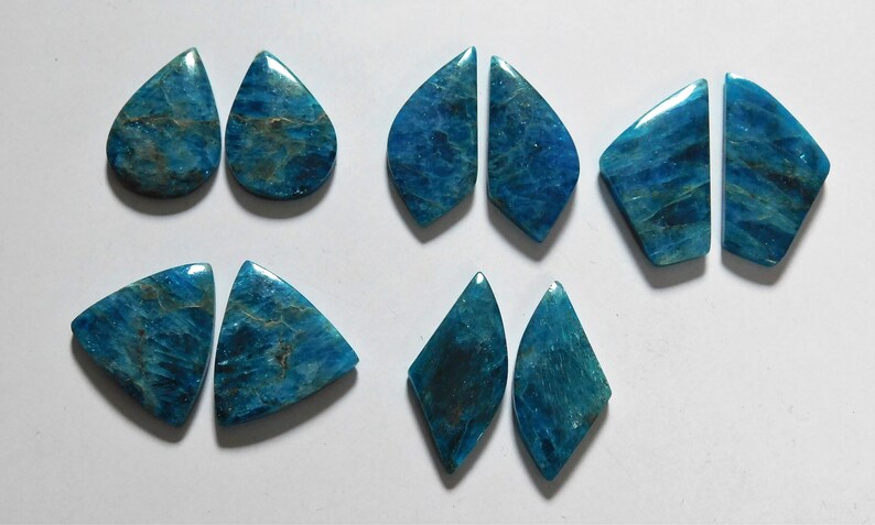 206.55 Cts Natural Apatite 5 Pair Lot Loose Cabochon Gemstone Match Pair 05