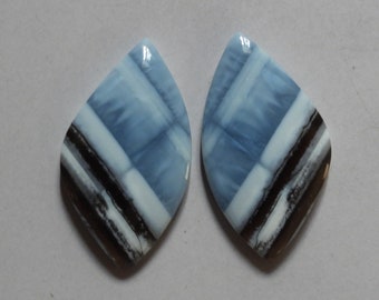 26.35 Cts Natural Blue Opal (30mm X 17mm each) Cabochon Match Pair