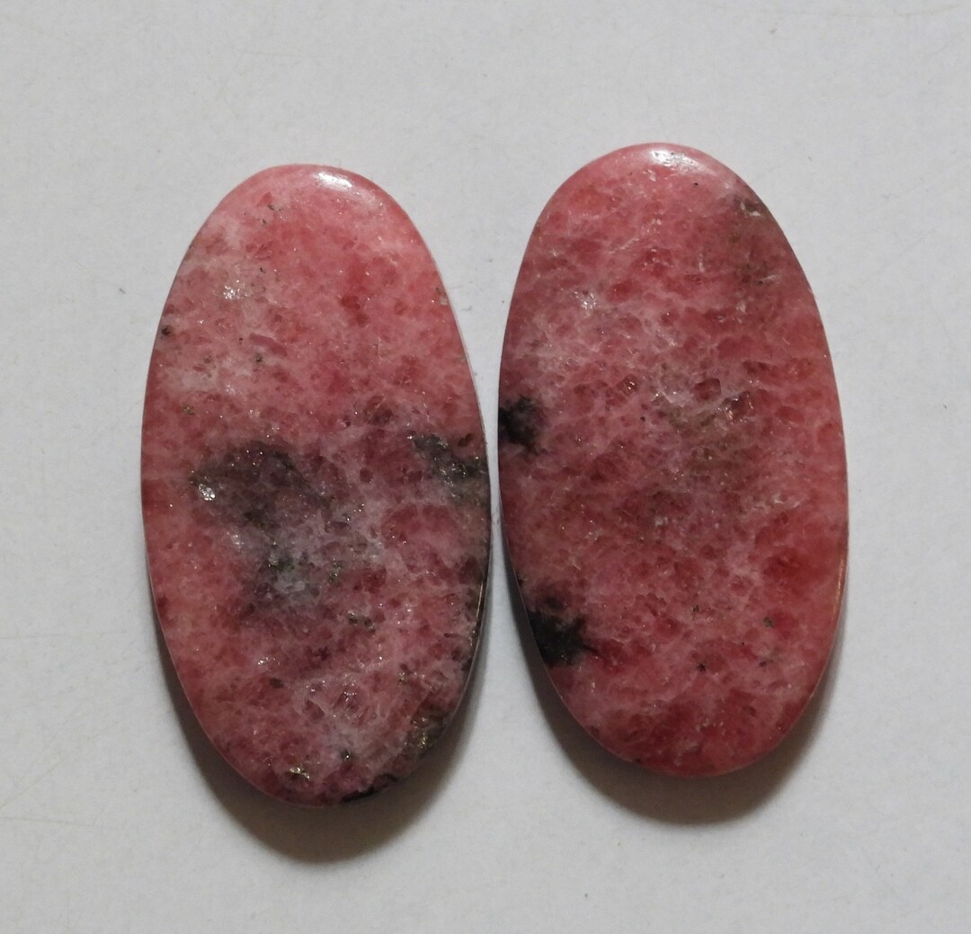 65.35 Cts Natural Rhodonite 33mm X 18mm Each Cabochon Match Pair - Etsy