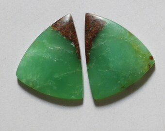 26.60 Cts Natural Bio Chrysoprase (23.6mm X 20mm Each) Cabochon Match Pair