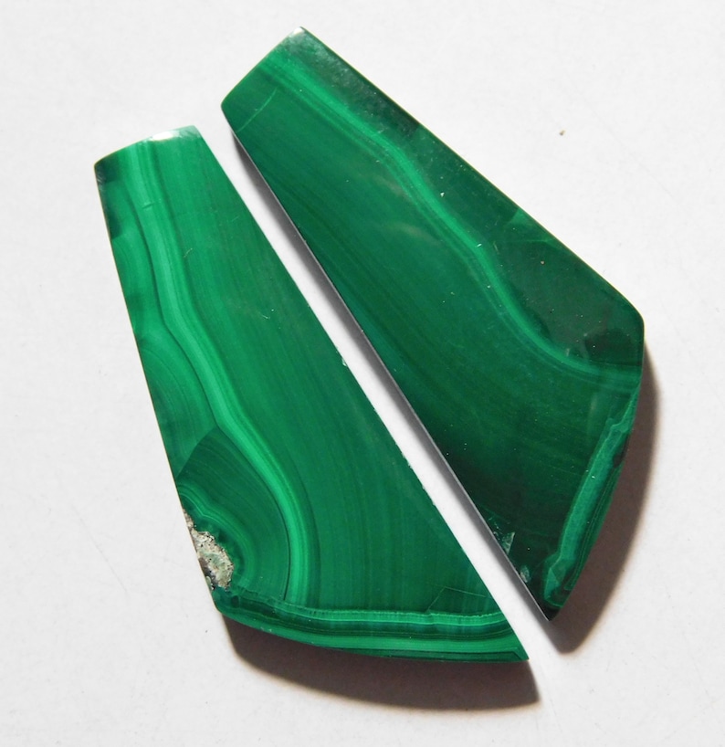 Cabochon Match Pair 37.7mm X 13.7mm each 50.20 Cts Natural Malachite