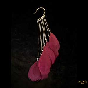 Boho Chic Lange Kette Feder Ohrmanschette, kein Piecing nötig, Ohrschmuck, Weihnachtsgeschenk für Frauen