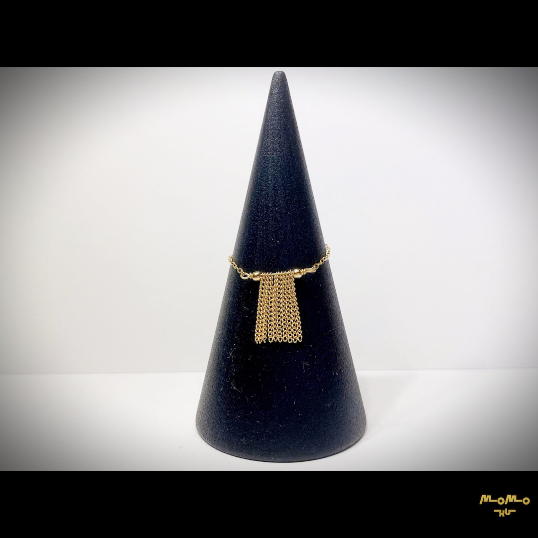 Dainty Adjustable Dangling 14k Gold Filled Chain Ring With Gold Chain ...