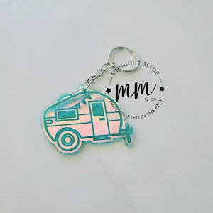 Shimmer suncatcher reflective Camping Camper keychain Midnight Made VRBO Air bnb Outdoorsy