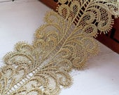 1 Yard Vintage Gold Metalic Gold Lace Trim, Gold Lace, Gold Scalloped Lace Trim ,Ribbon,Sewing Applique, Dress Edge