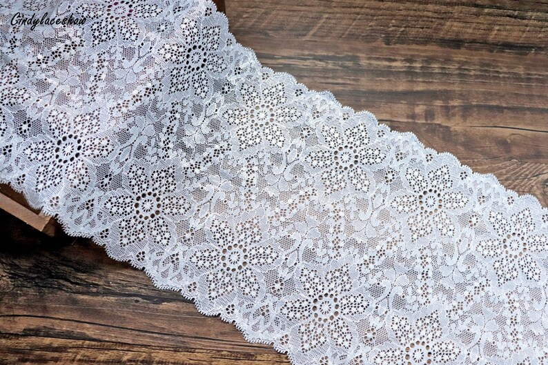 1 Yard Black Scalloped Stretch Lace Trim For DIY Craft Lingerie Wide 9 1//2/"