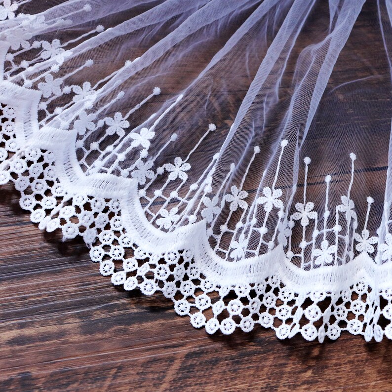 Red 5 Yards Width 6.3 Inch Stretch Lace Trim Fabric Elastic Lace Flowers Embroidered Ribbon for Garment Craft Embellishment Wedding Baby Shower Table Decorations