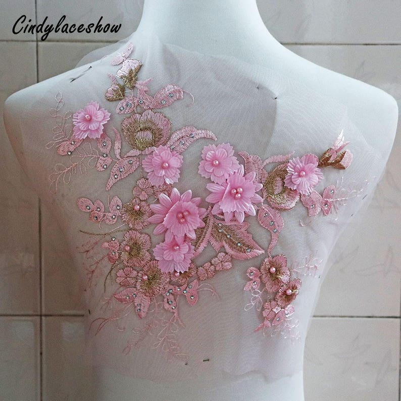A Purple bridal floral lace Applique// wedding lace motif for sale.Sold by piece